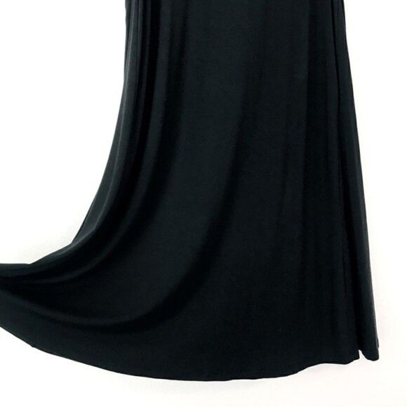 Loft Floral Embroidered Sleeveless Jersey Black Swing Dress - Picture 8 of 12